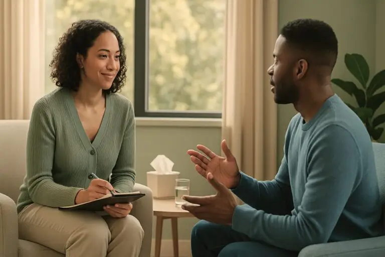 person in therapy for anxiety