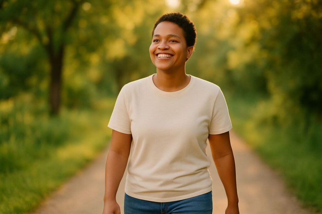 young female walking
