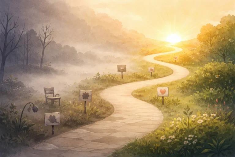 The five stages of burnout progression showing a healing journey from exhaustion to recovery with professional support in Brampton and Toronto