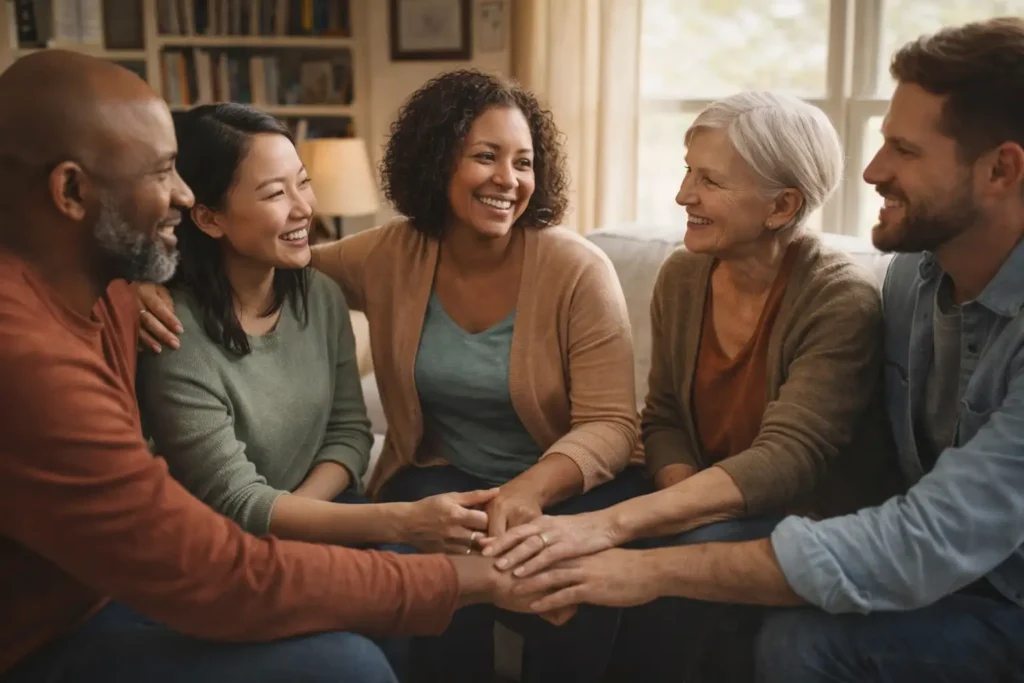 Supportive community relationships helping prevent burnout through connection and mental health support in therapy groups Brampton Toronto